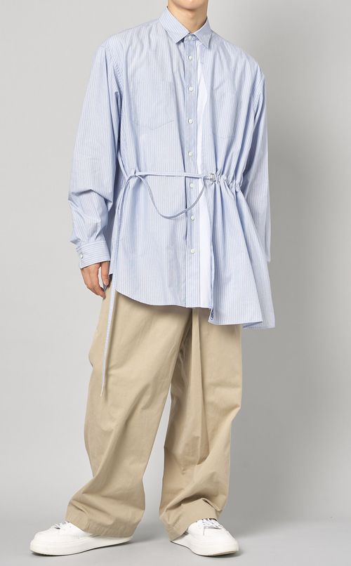 アシンメトリーベルテッドシャツ