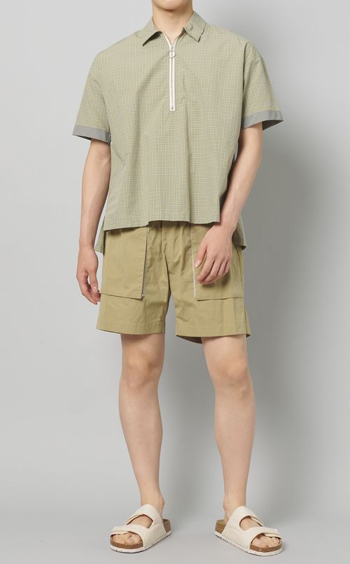 チェックジップポロ