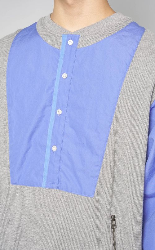 レイヤードワッフルスウェット