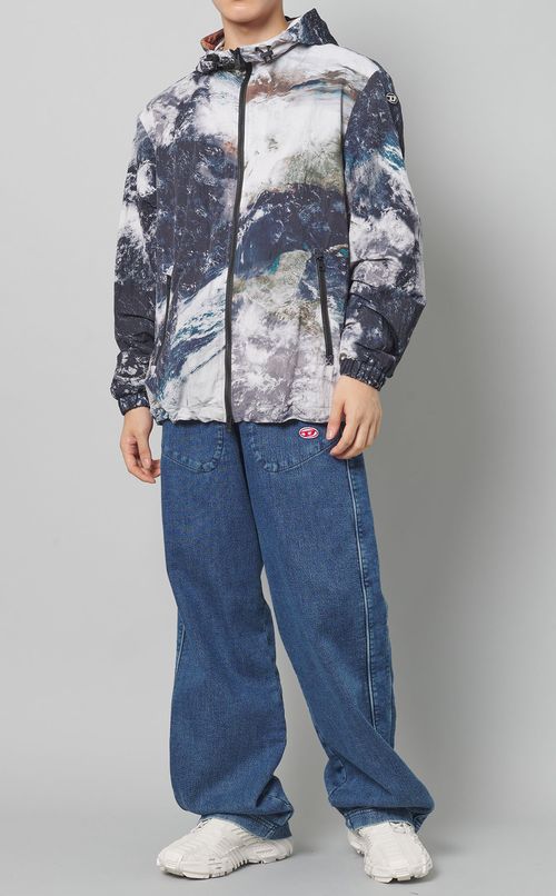 リンクルナイロンプリントパーカー