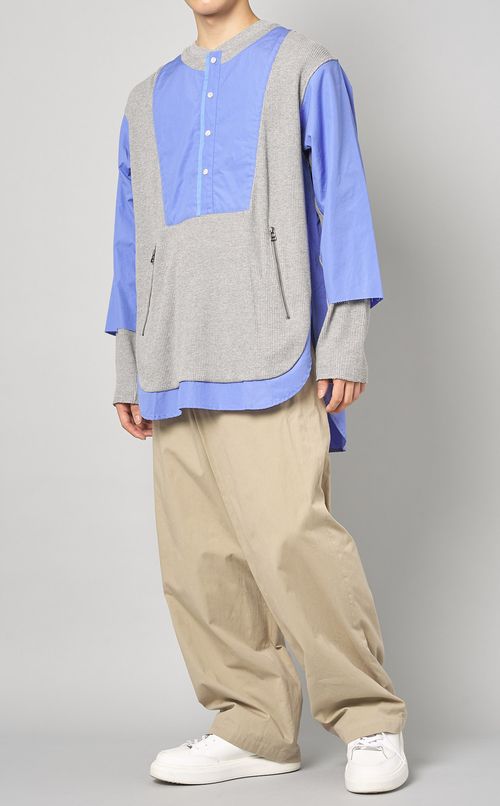 レイヤードワッフルスウェット