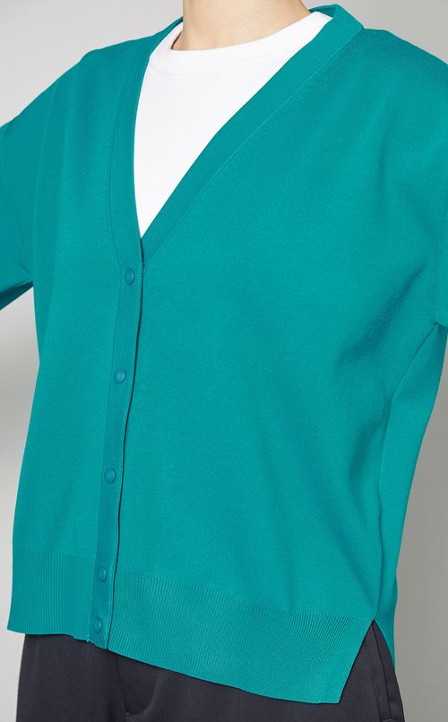 畦編みニットカーディガン