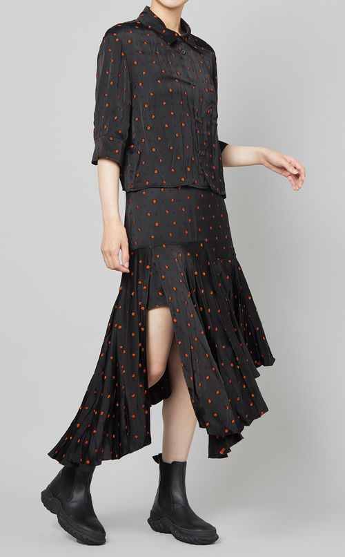 ローズジャガードクロップ丈ブラウス