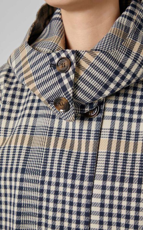 フードチェックコート