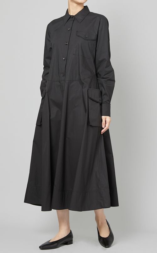 コットンフラップポケットフレアワンピース