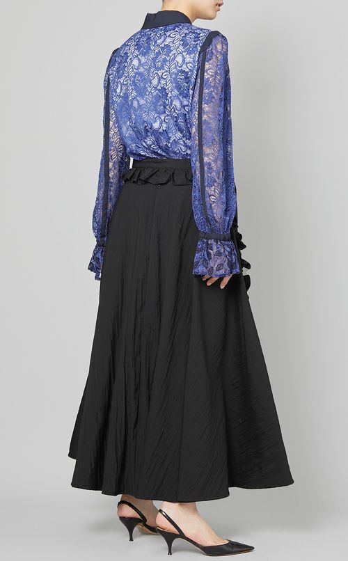 総レースバイカラーブラウス