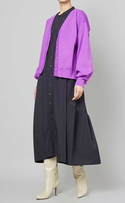 畦編みニットカーディガン