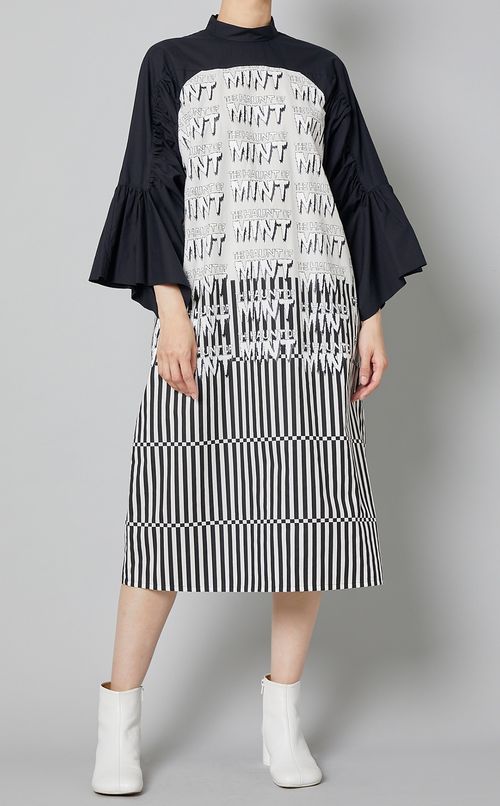 チェッカーストライプボリュームドレス