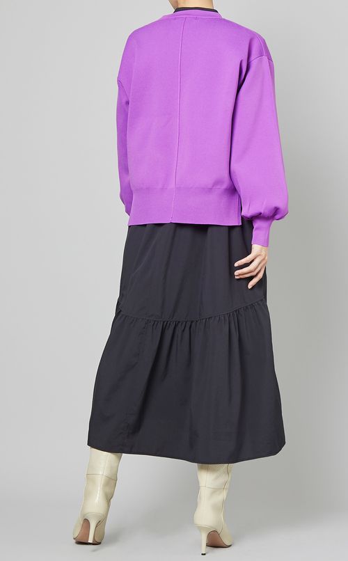 畦編みニットカーディガン