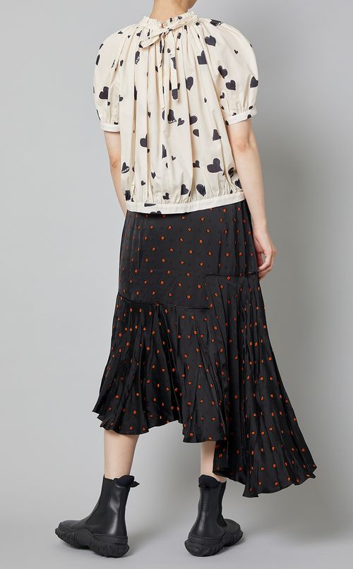 ハートプリントバルーンスリーブブラウス