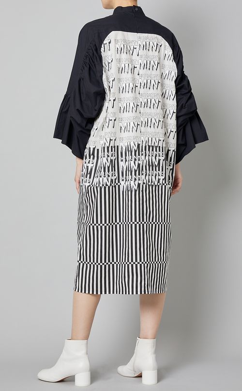 チェッカーストライプボリュームドレス