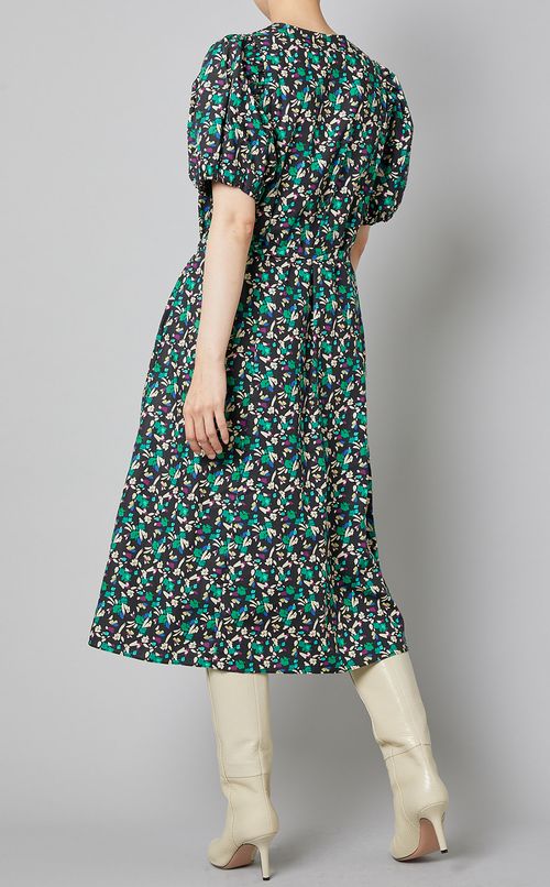 タイニーフラワープリントVネックドレス