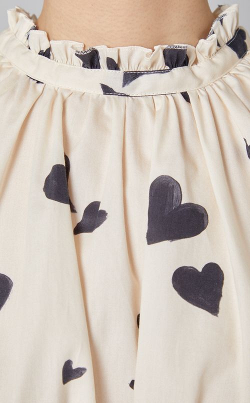 ハートプリントバルーンスリーブブラウス