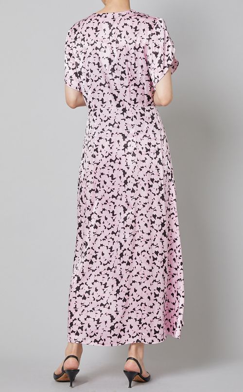 チェーンフラワープリントVネックドレス