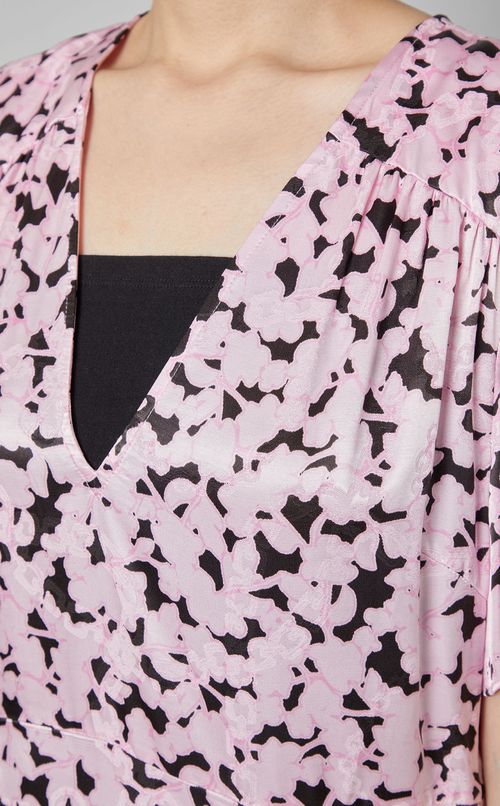 チェーンフラワープリントVネックドレス