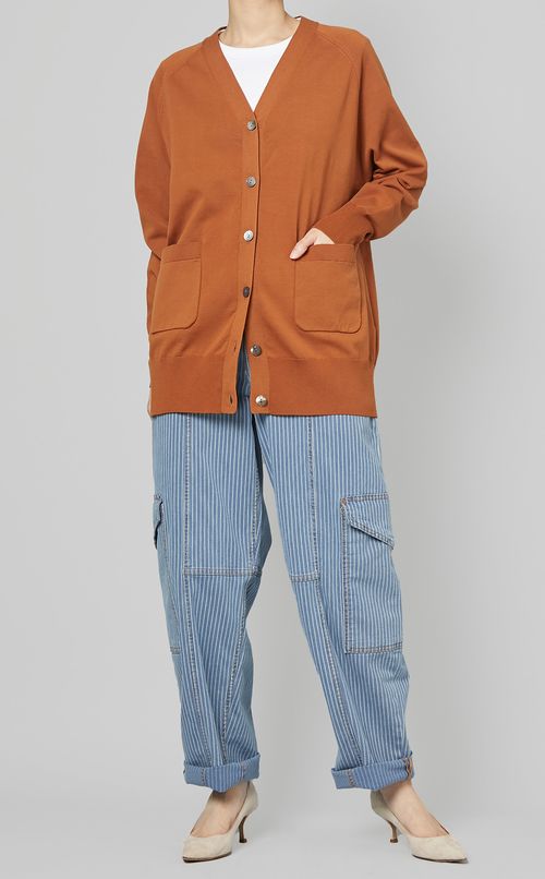 Vネックニットミドルカーディガン