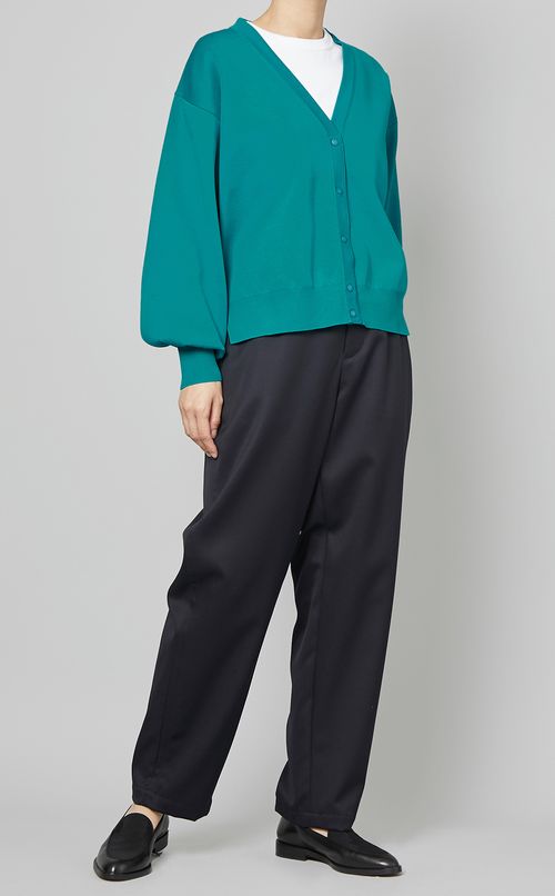 畦編みニットカーディガン