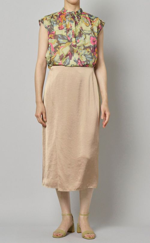 クラッシュサテンオーバーラップスカート