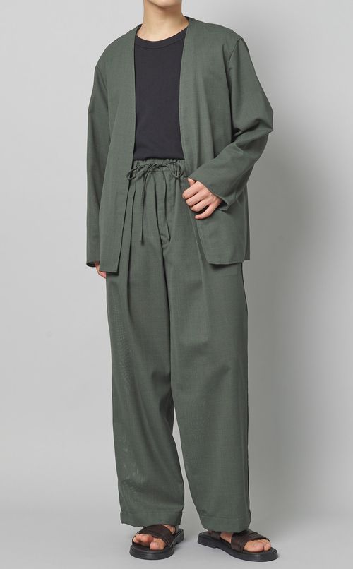 ノーカラーカーディガンシャツ