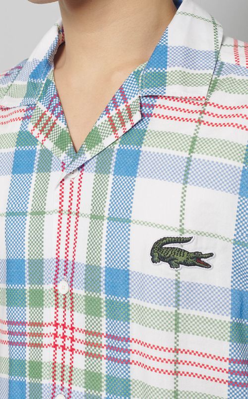 チェック柄オープンカラーシャツ