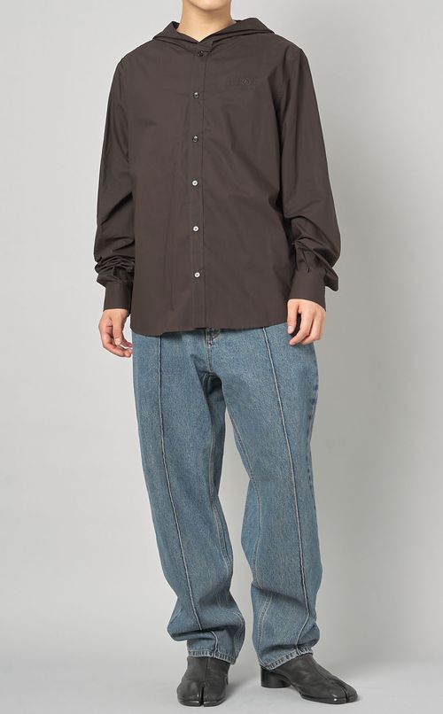 フーディポプリンシャツ