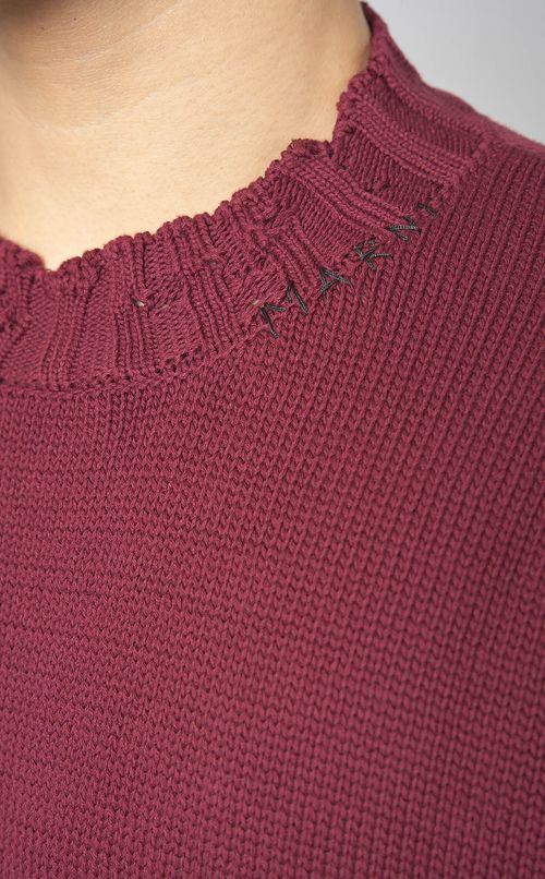 ダメージ加工クルーネックニット