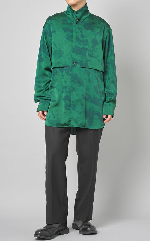 マーブルサテンレイヤードシャツ