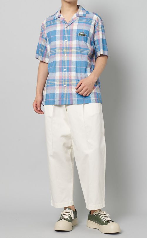 チェック柄オープンカラーシャツ