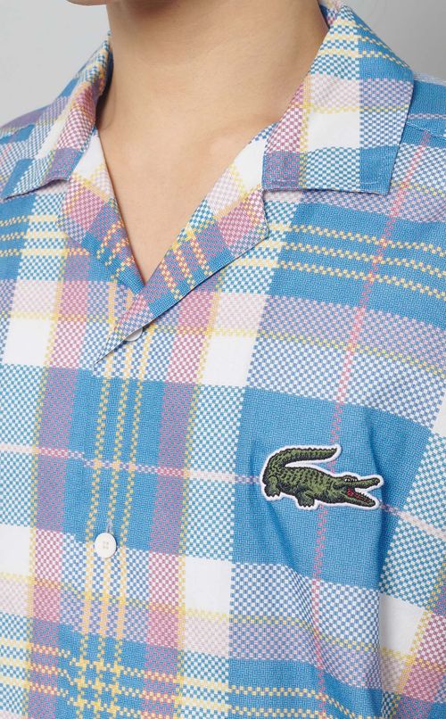 チェック柄オープンカラーシャツ