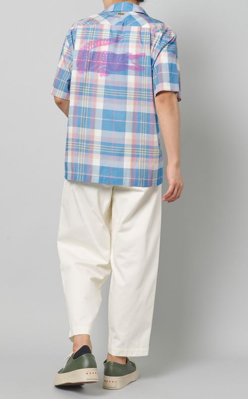 チェック柄オープンカラーシャツ