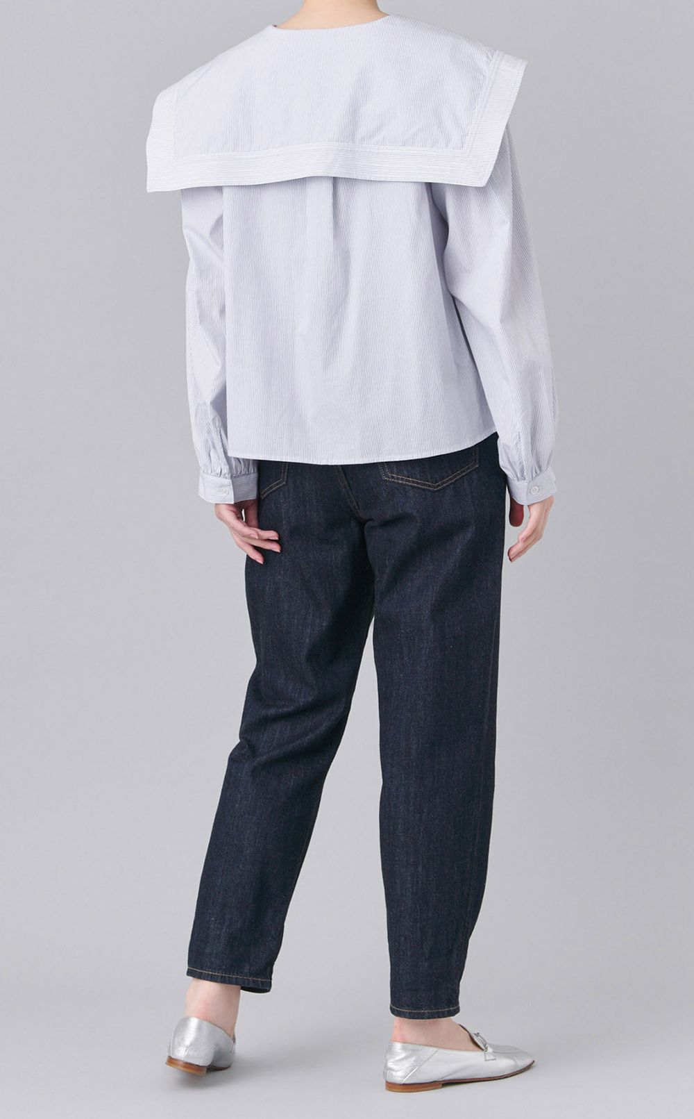 ストライプセーラーカラーブラウス