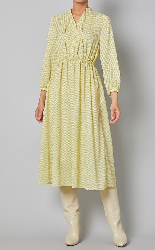 ジオメトリックプリントリボンワンピース