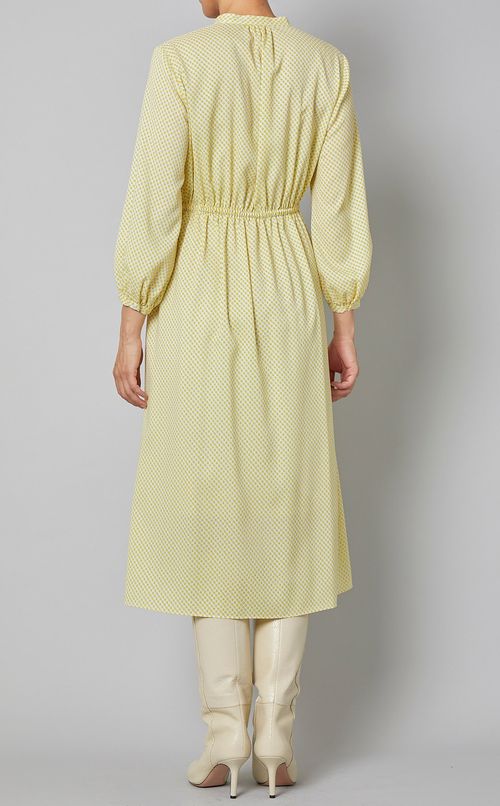 ジオメトリックプリントリボンワンピース