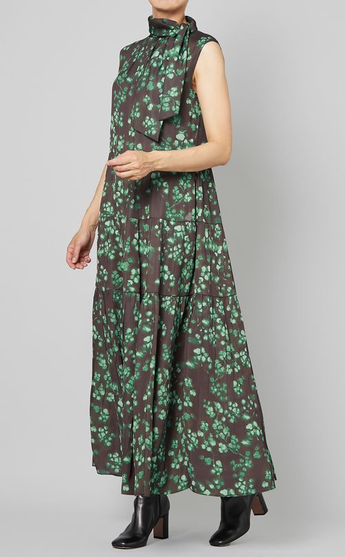 フラワープリントティアードワンピース