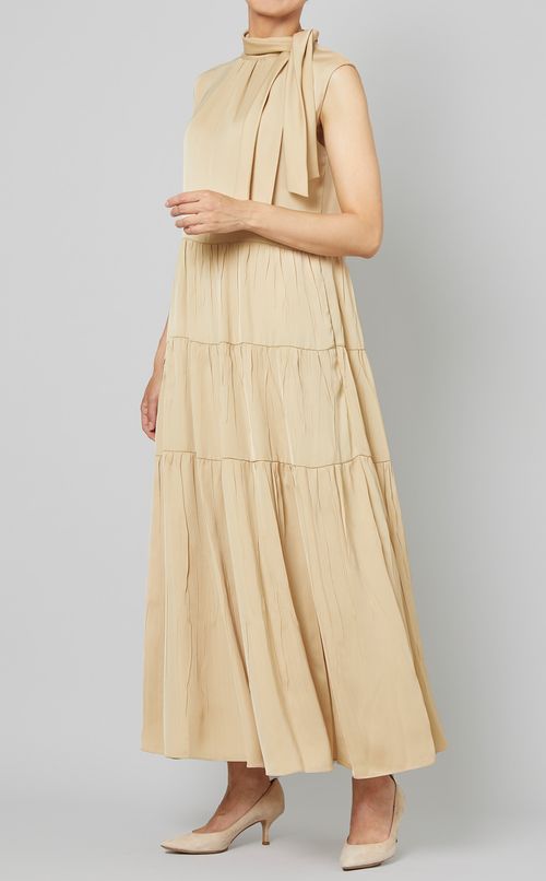 スタンドネックティアードワンピース