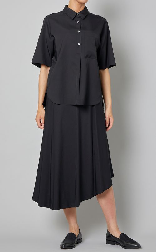 ウール混パッチポケットポロブラウス