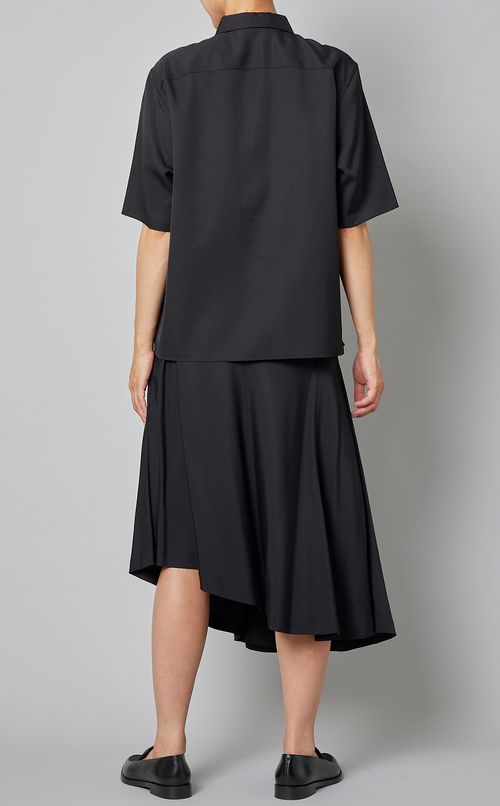 ウール混パッチポケットポロブラウス