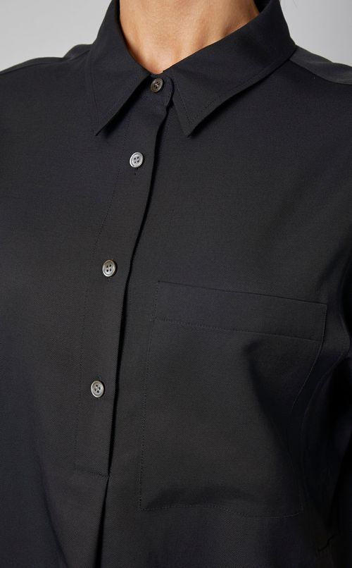 ウール混パッチポケットポロブラウス