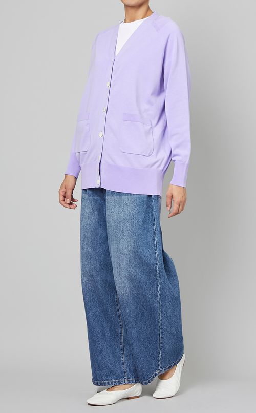 Vネックニットミドルカーディガン