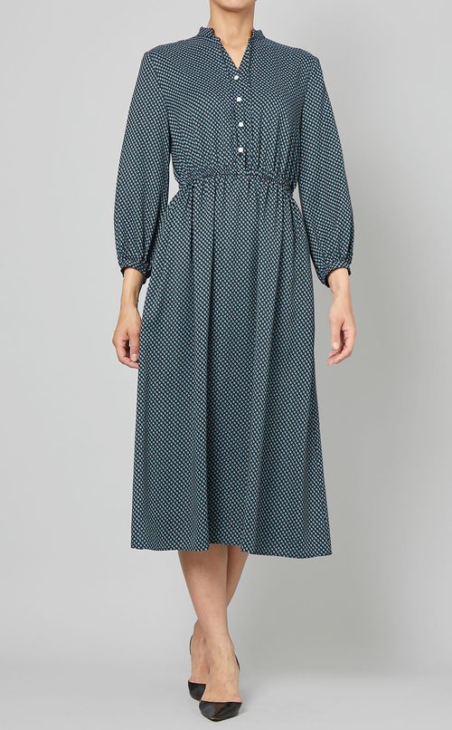 ジオメトリックプリントリボンワンピース