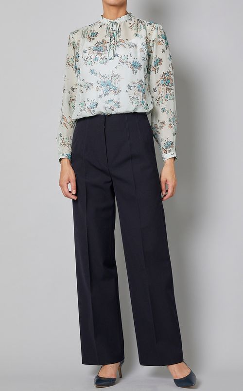 フラワープリントリボンブラウス