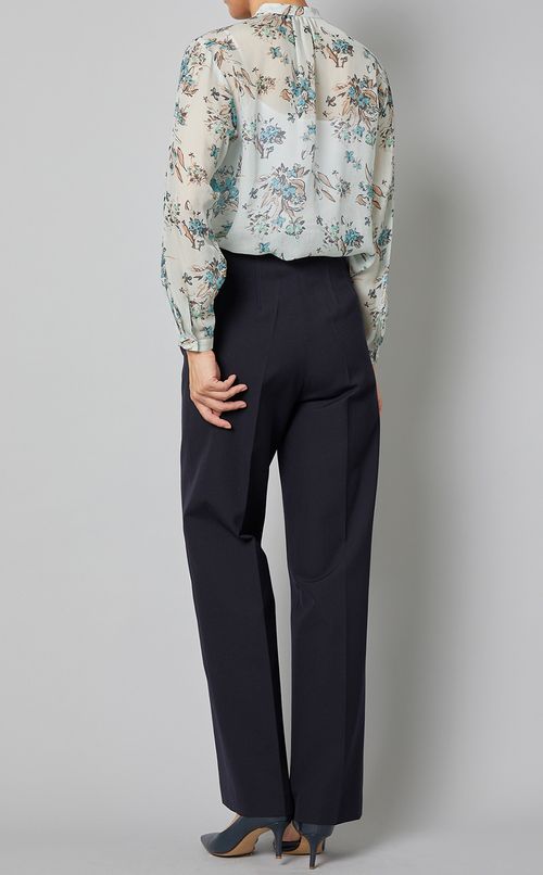 フラワープリントリボンブラウス