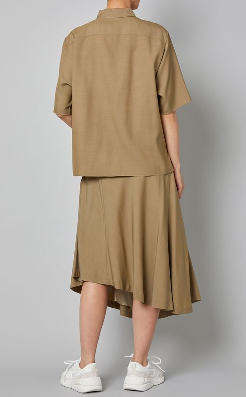 ウール混パッチポケットポロブラウス