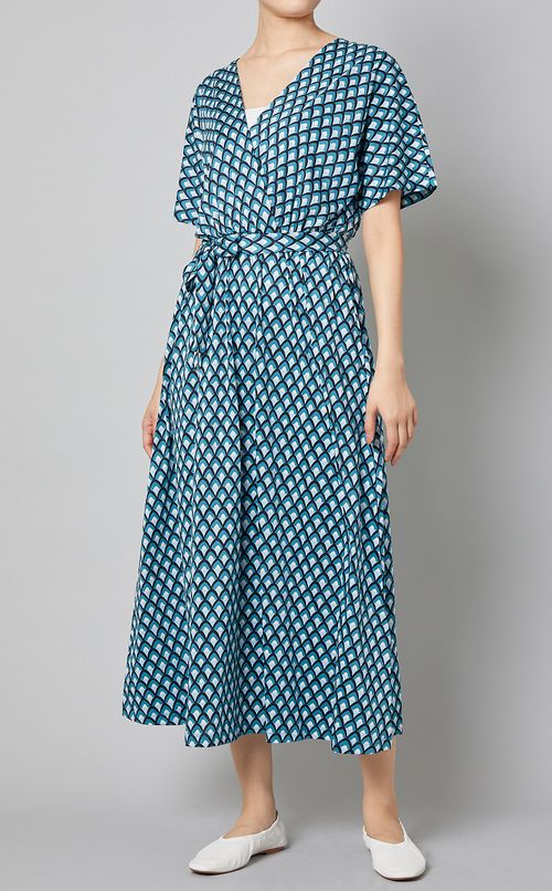 プリントカシュクールジャージワンピース