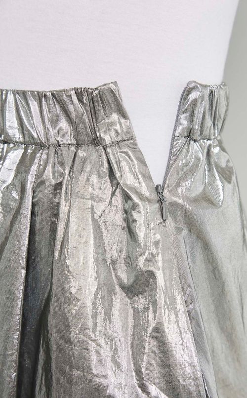 メタリックギャザーフレアスカート