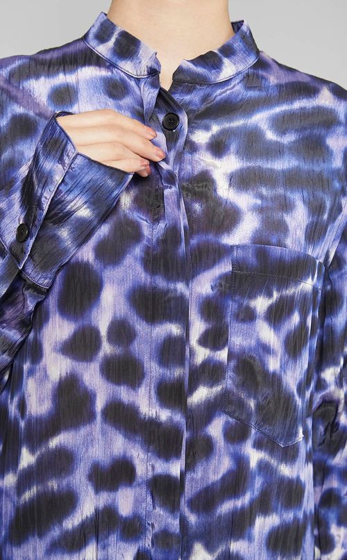 レオパードアシンメトリーシャツドレス