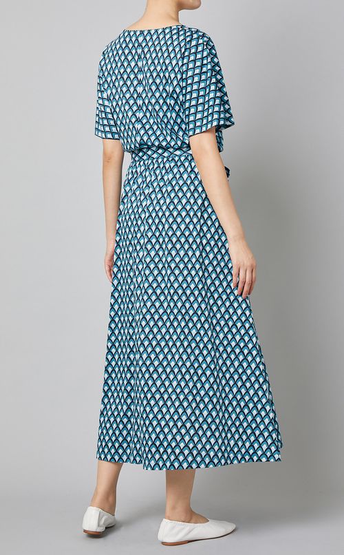 プリントカシュクールジャージワンピース