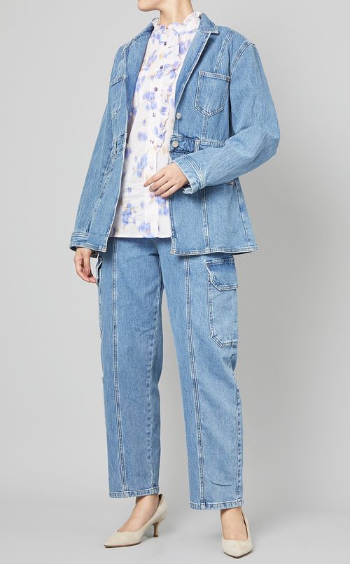 ウォッシュドデニムテーラードジャケット