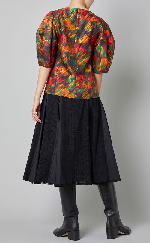 フラワープリントショートスリーブブラウス