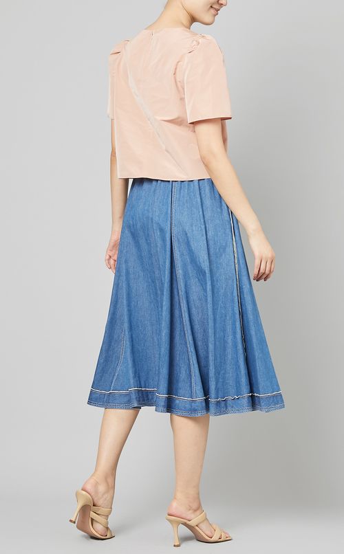 タフタパフスリーブブラウス